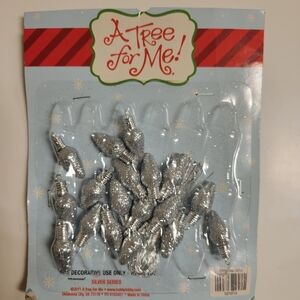 AGD Christmas Decor - Silver Glitter Light Bulb Foam Ornaments 18 pc